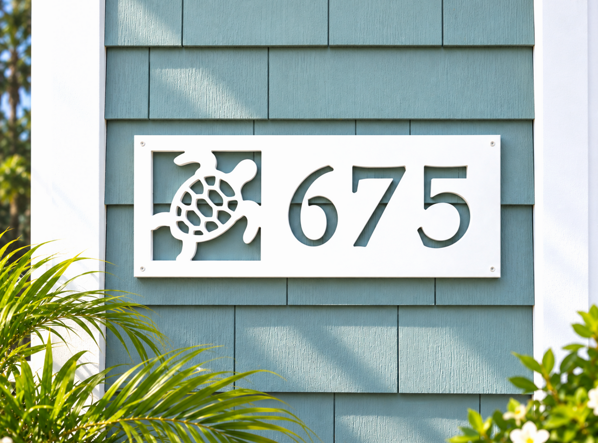 coastal house numbers, beach house address sign, nautical address plaque, personalized outdoor weatherproof PVC address sign