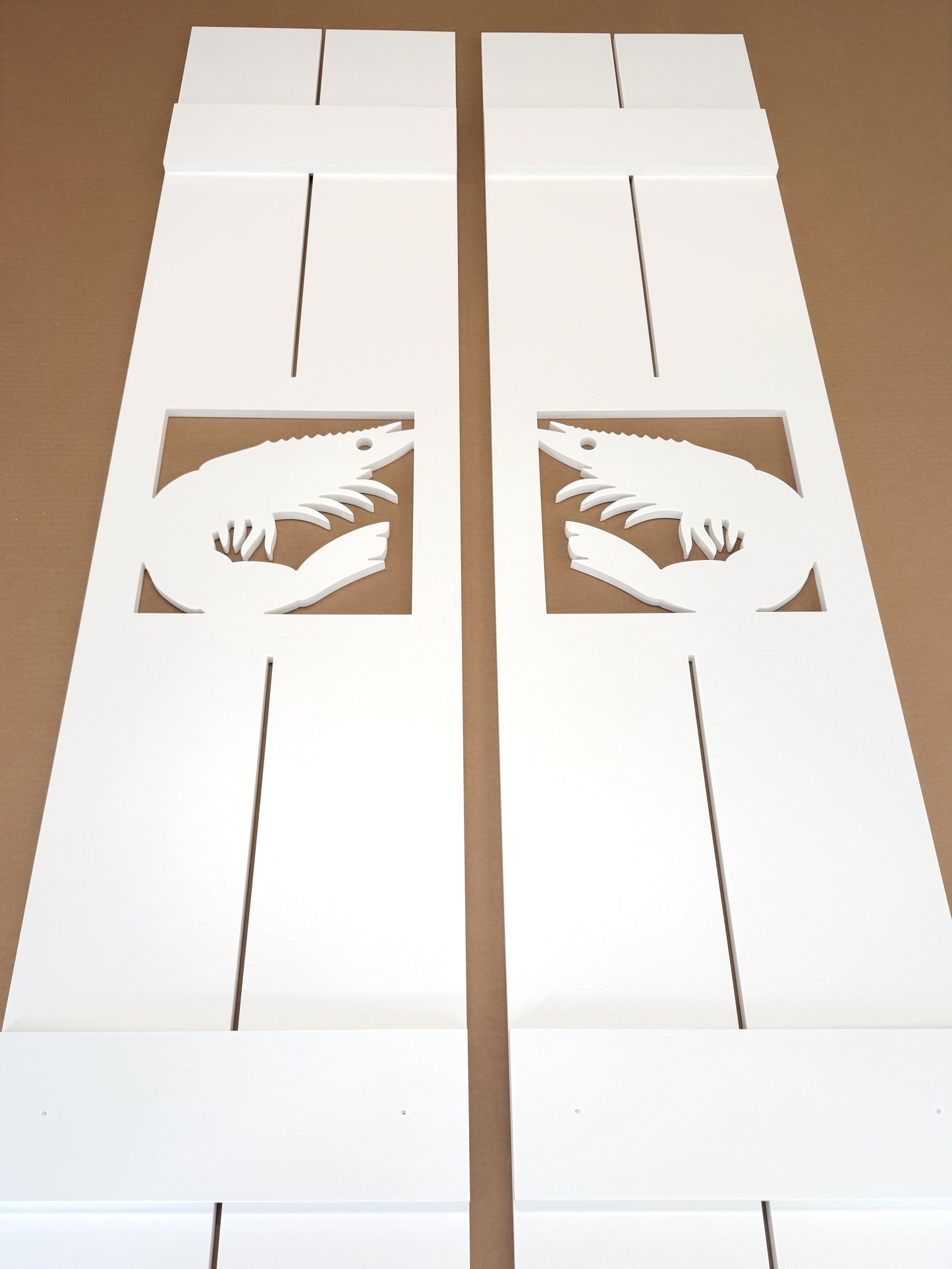 Weatherproof Shrimp Window Shutters – Custom River Home & Coastal Beach House Exterior Nautical Shutters (Sold Individually)