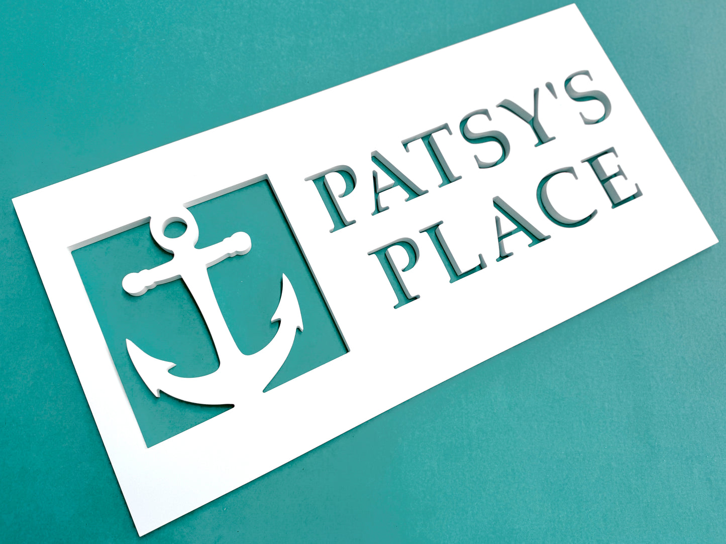 Weatherproof Nautical Anchor Custom House Name Sign, Personalized Home Name Sign for Beach House or Coastal Home, Vacation Rental Property Sign