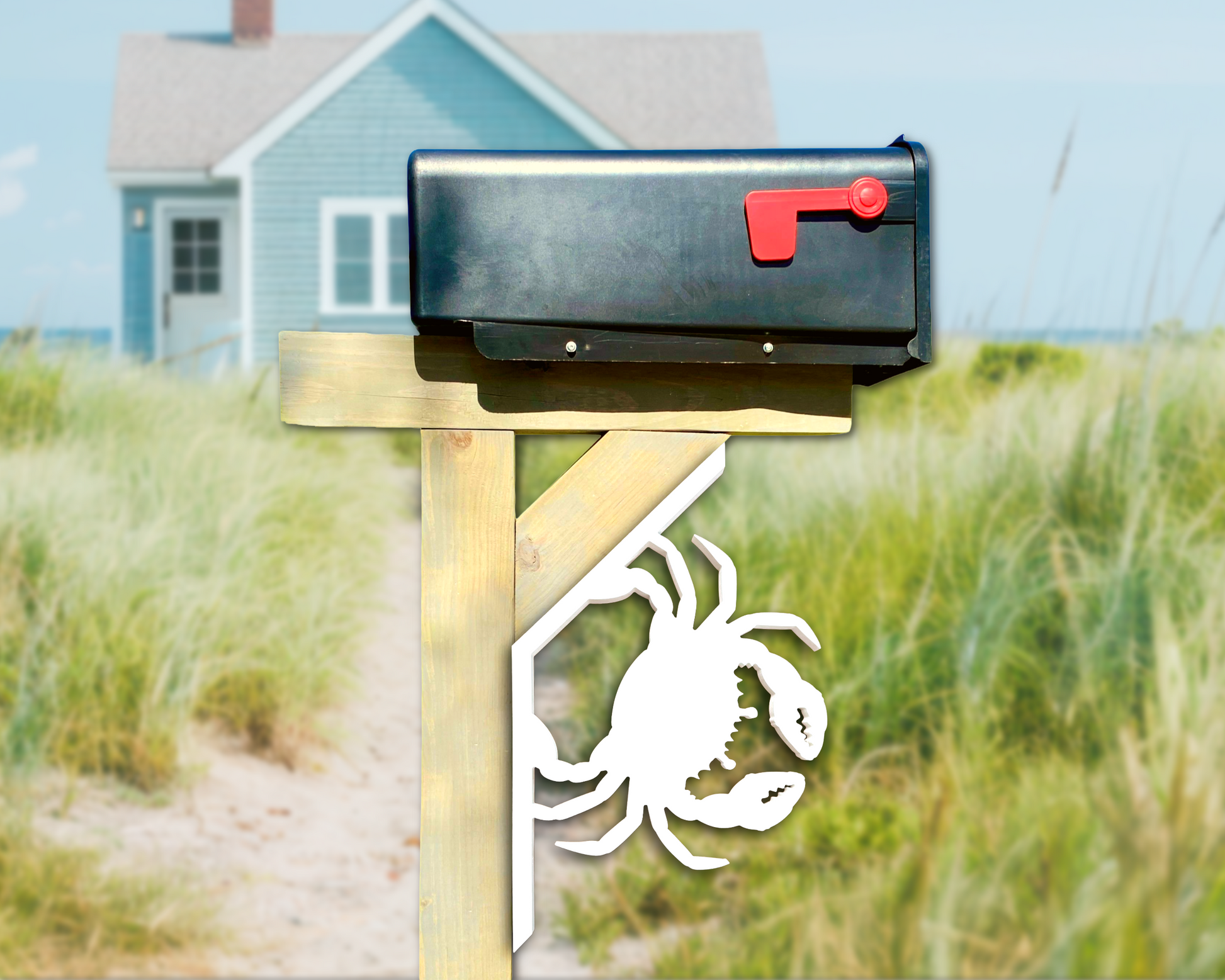 crab mailbox bracket, weatherproof coastal beach house mailbox art