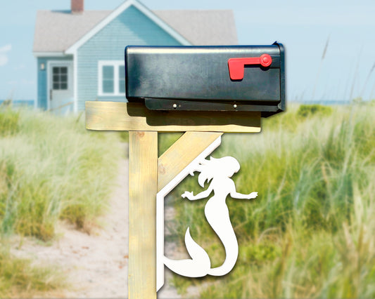 mermaid mailbox bracket, outdoor coastal home beach house yard art