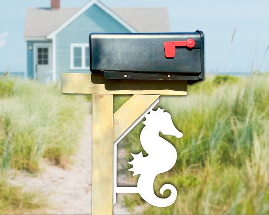 seahorse mailbox bracket, coastal beach house mailbox decor