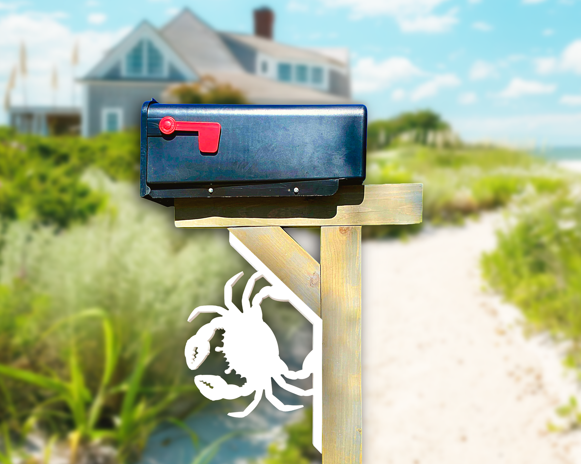 weatherproof crab mailbox decor, coastal crab art for mailbox
