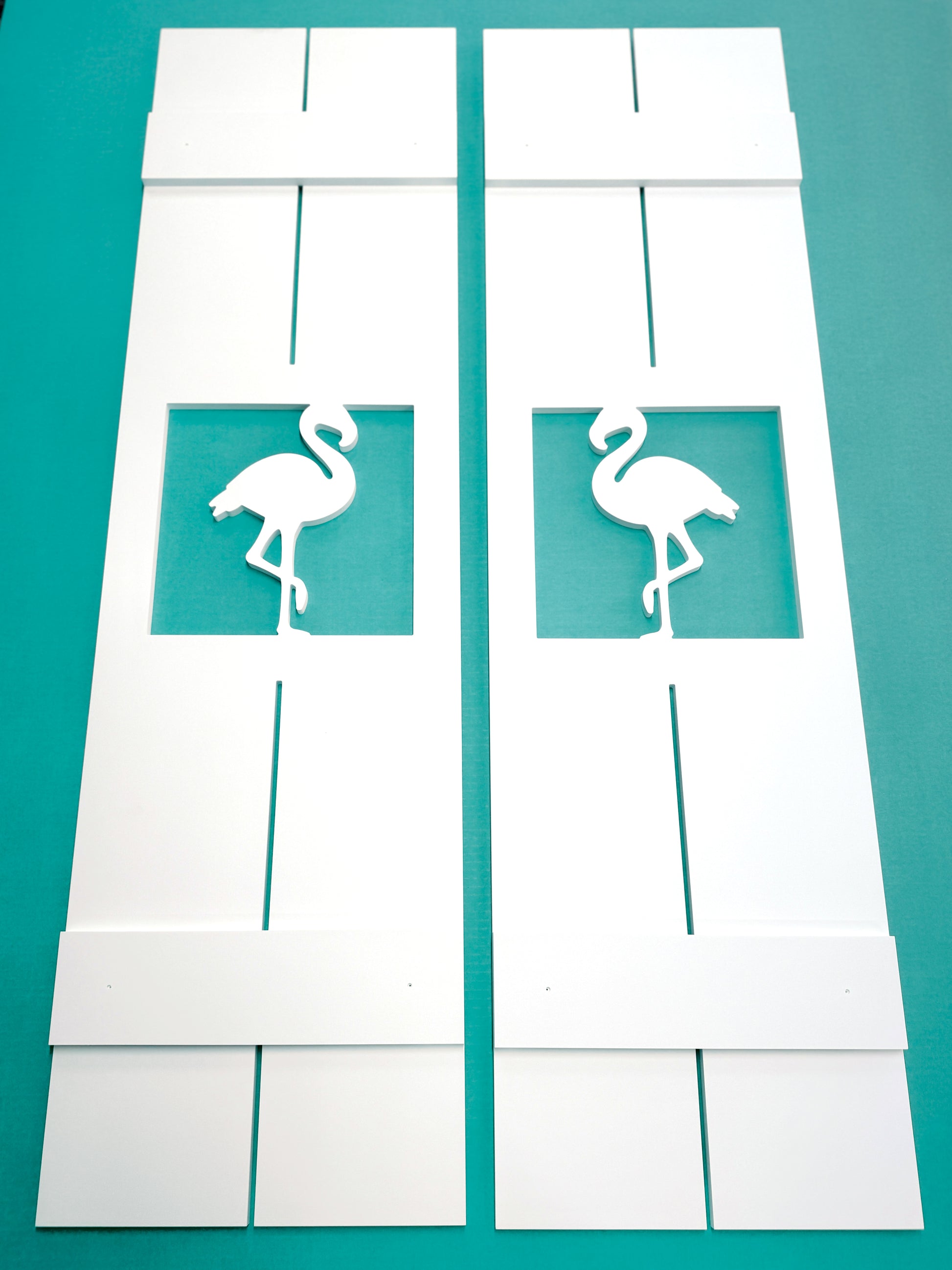 Flamingo window shutters for beach house, exterior tropical bird decorative shutters, weatherproof window shutters 