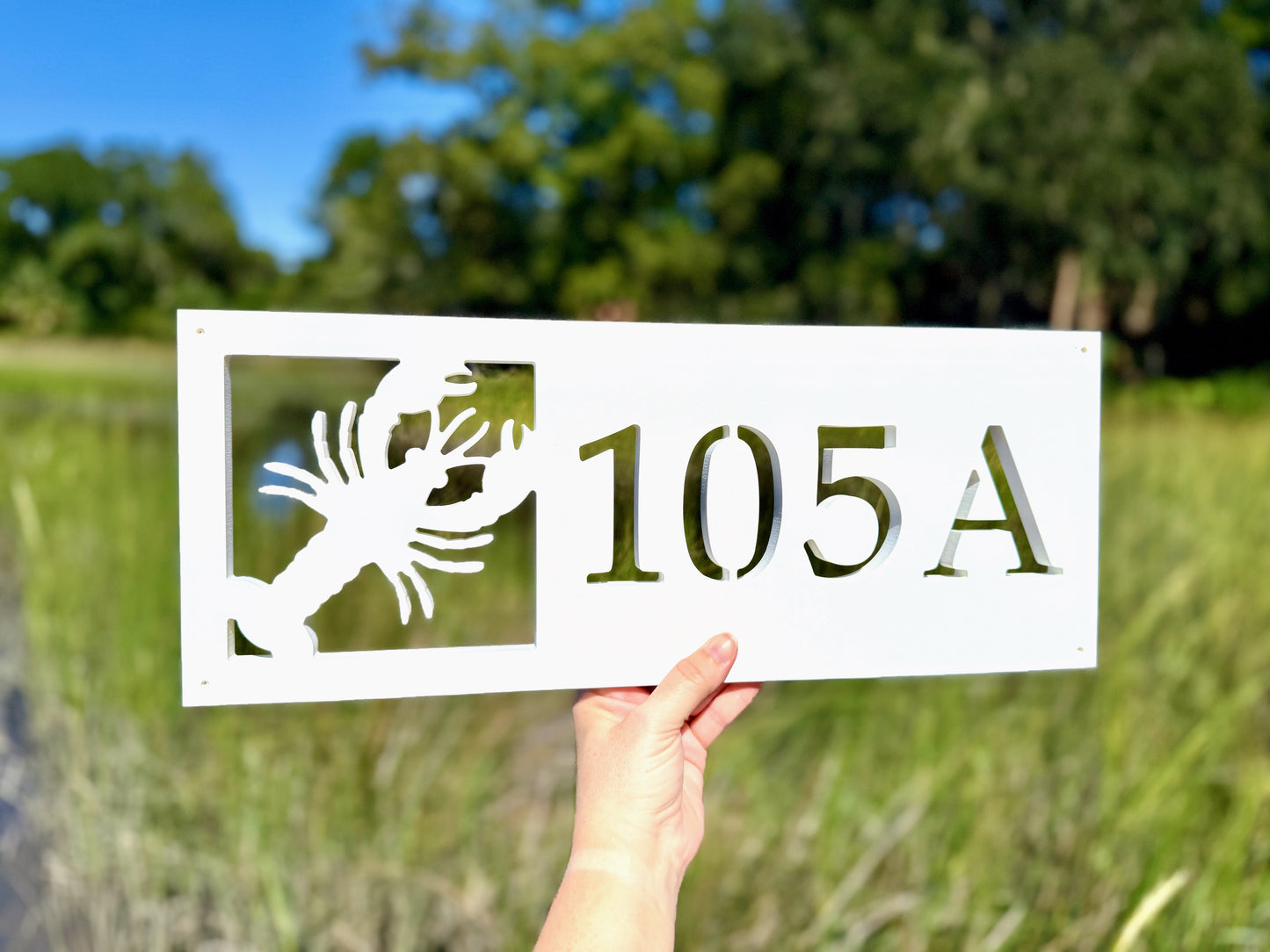 Weatherproof Lobster Address Sign for Beach House, House Numbers for Outdoor Coastal Home Decor