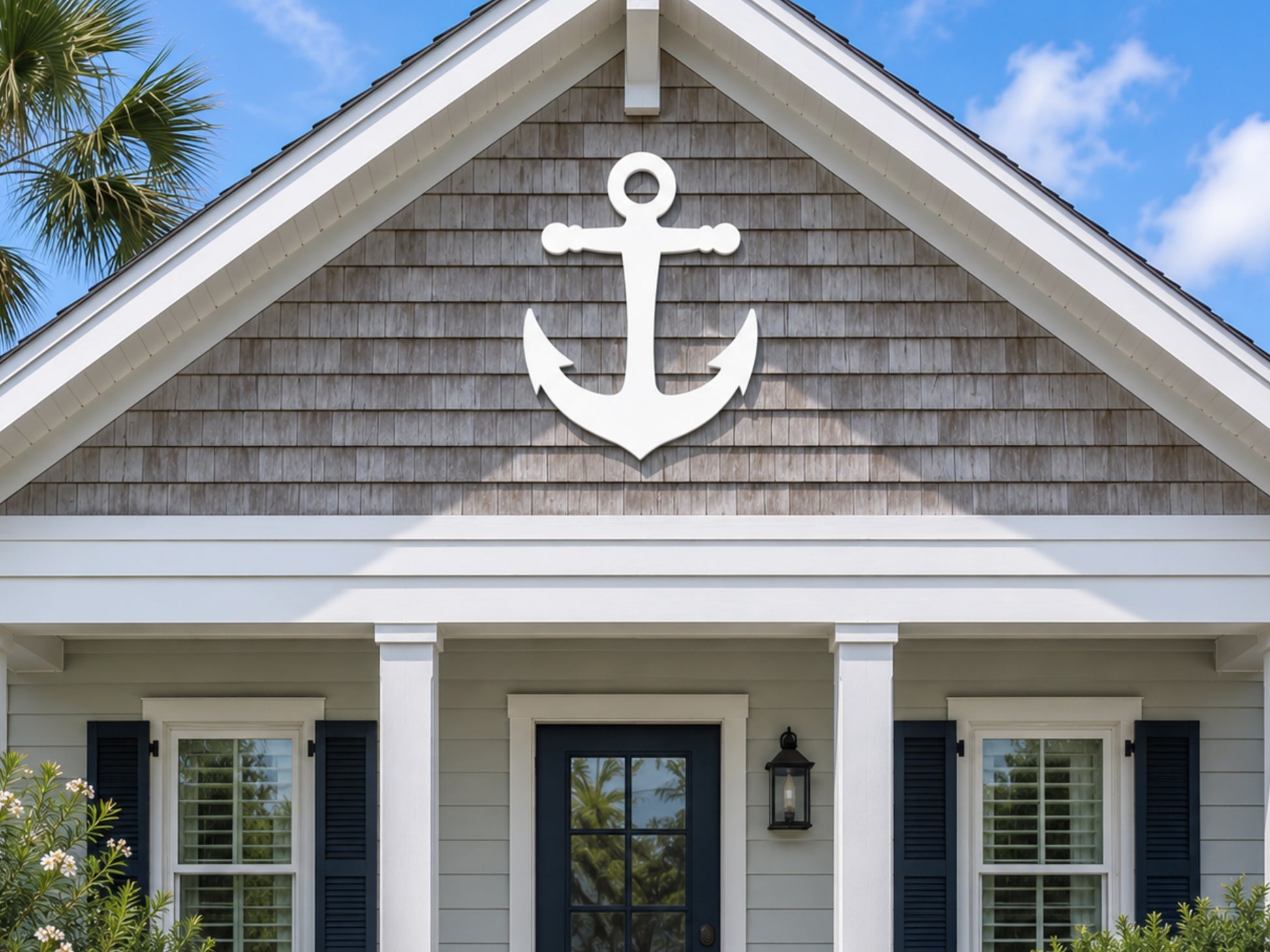 Nautical anchor wall art sign, outdoor weatherproof anchor, exterior coastal beach house decor 
