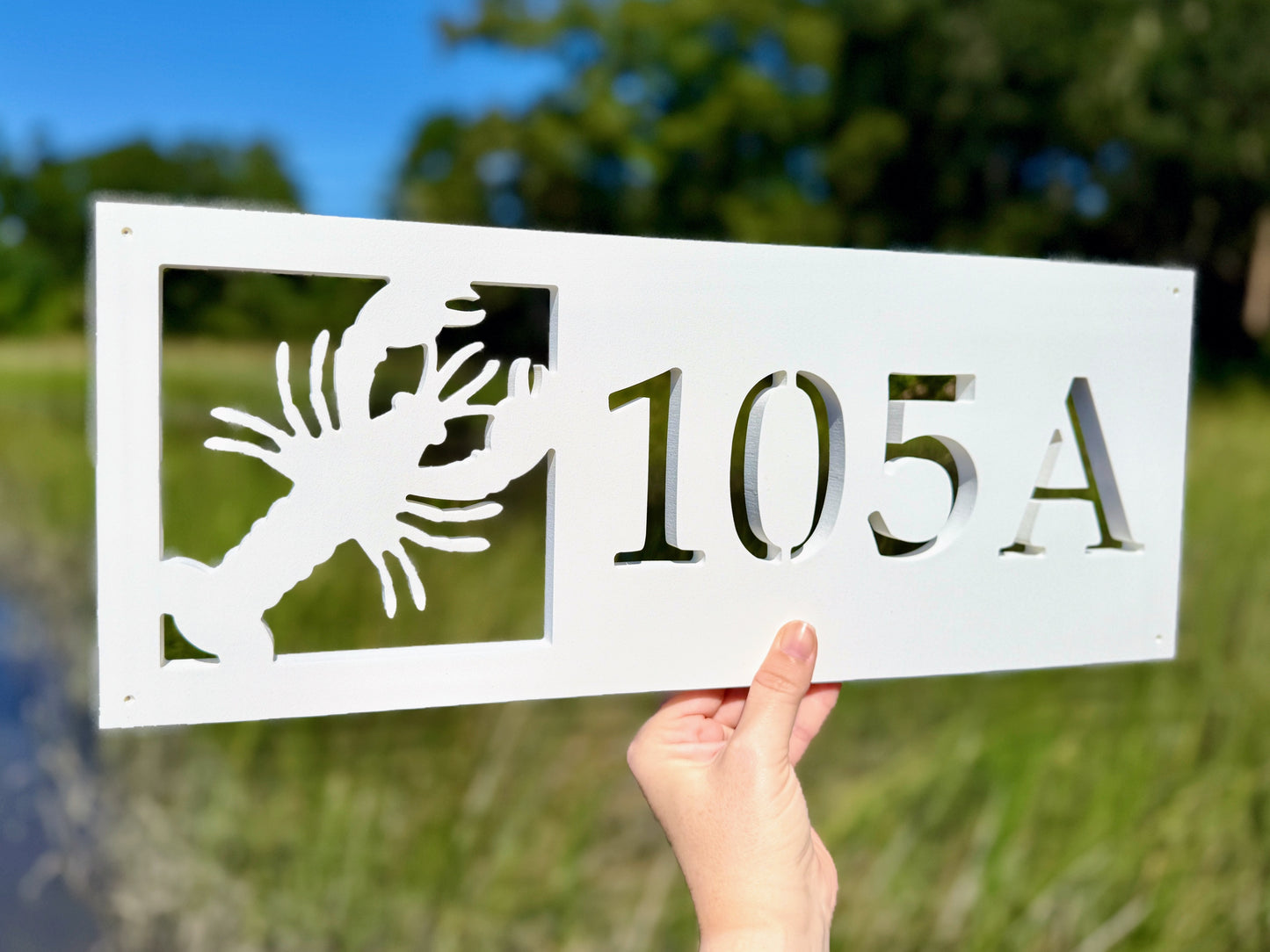 Weatherproof Lobster Address Sign for Beach House, House Numbers for Outdoor Coastal Home Decor
