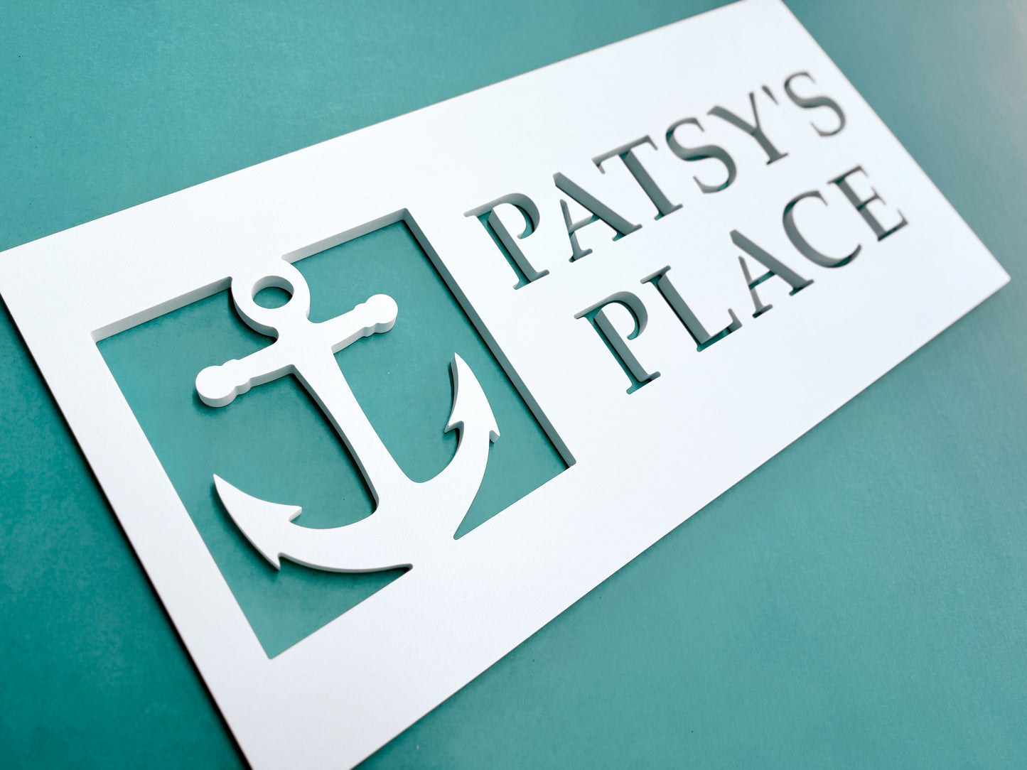 Weatherproof Nautical Anchor Custom House Name Sign, Personalized Home Name Sign for Beach House or Coastal Home, Vacation Rental Property Sign