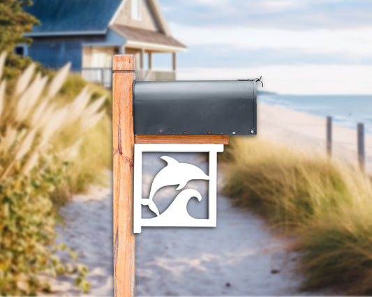 dolphin mailbox bracket, outdoor beach house coastal home decor