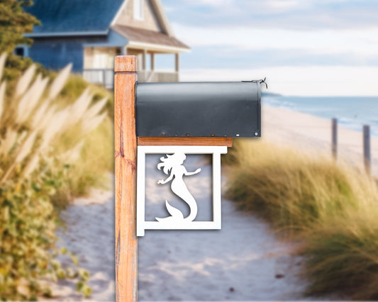 mermaid mailbox bracket, outdoor coastal home beach house decor