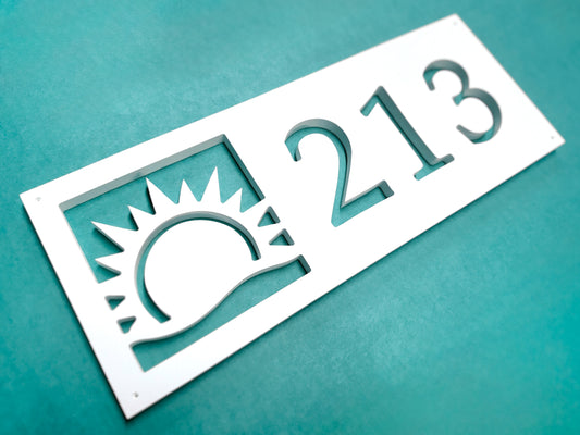 Sun address sign, weatherproof sun house number plaque 