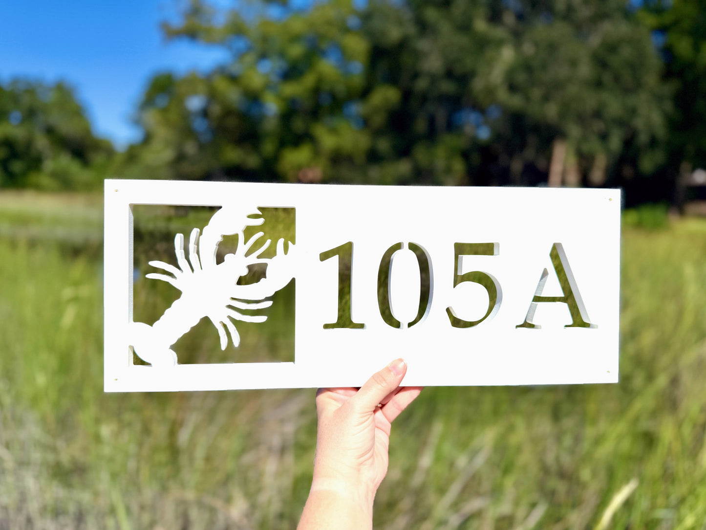 Weatherproof Lobster Address Sign for Beach House, House Numbers for Outdoor Coastal Home Decor