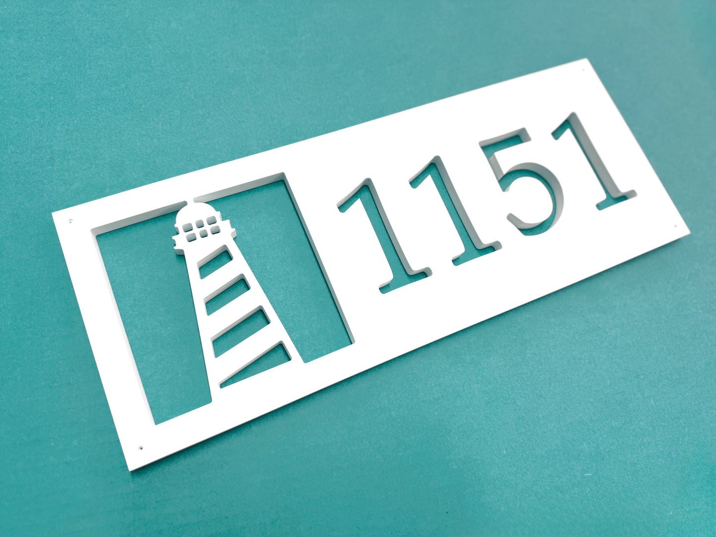 Weatherproof Nautical Lighthouse Address Sign for Beach House, House Numbers for Outdoor Coastal Home Decor