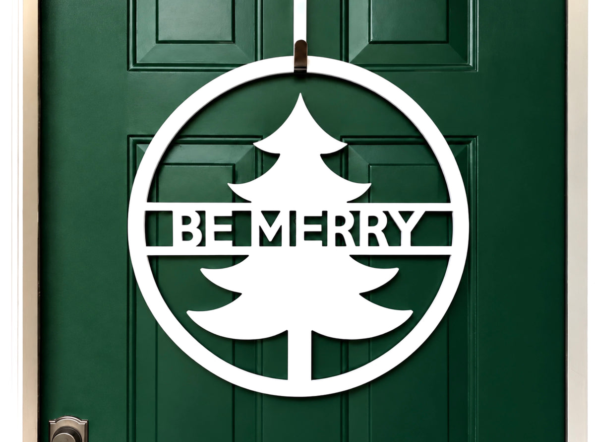 Custom Holiday Christmas Tree Door Hanger with Personalized Text