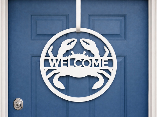 coastal crab door hanger welcome sign