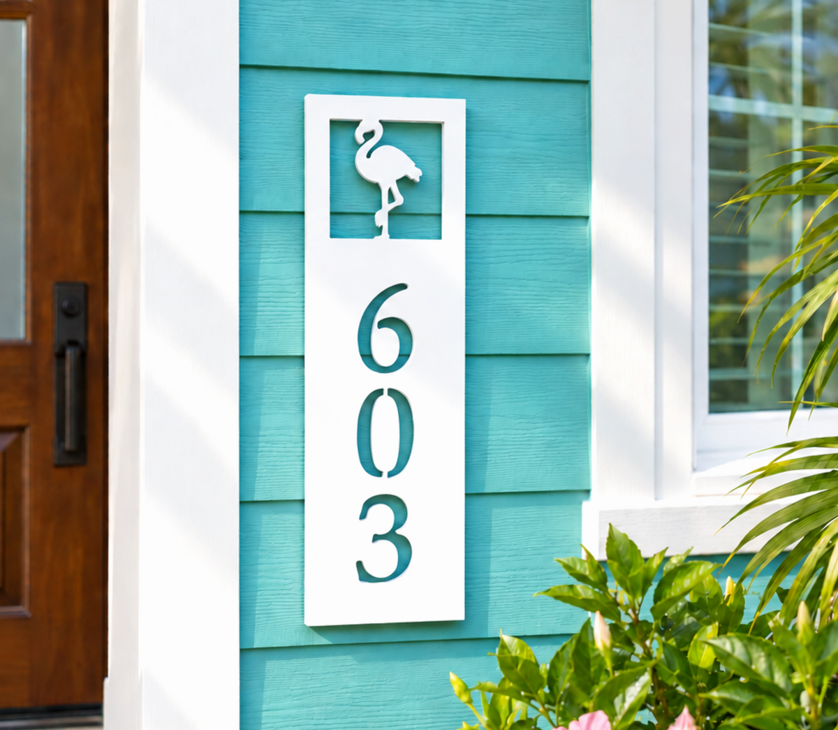 tropical flamingo address sign