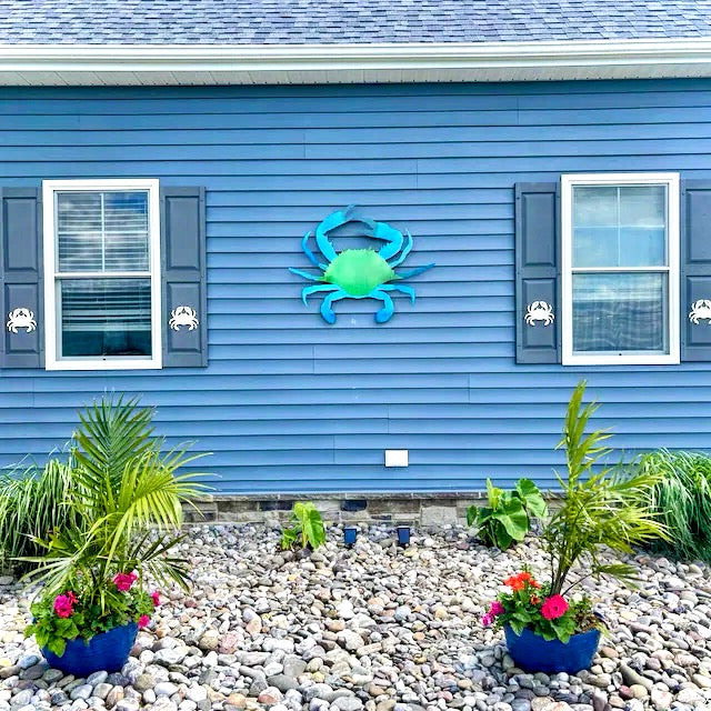 Crab Add-On Shutter Embellishments for Beach House, Window Shutter Decorations for Nautical or Coastal Home Exterior Decor