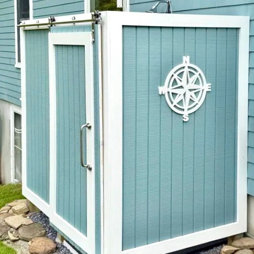 Weatherproof Nautical Compass Rose Large Outdoor Wall Art Sign for Beach House or Coastal Home Decor, Big Compass Star