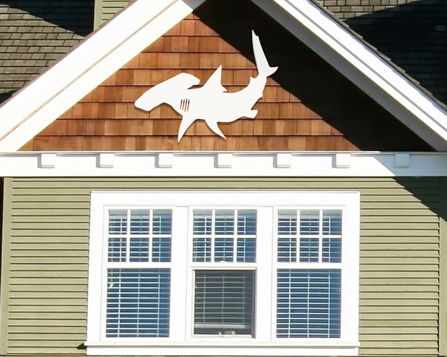 Large Weatherproof Hammerhead Shark Outdoor Wall Art Sign, Beach House Coastal Home Nautical Exterior Decor