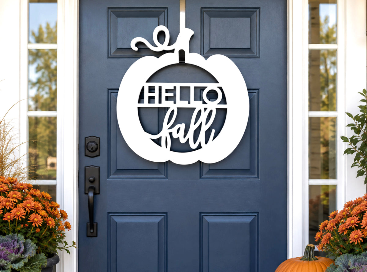 Hello Fall Pumpkin Front Door Hanger