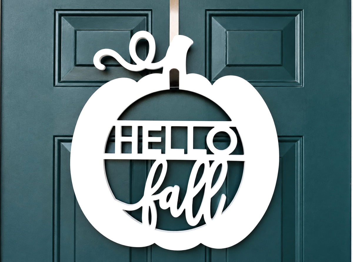 Hello Fall Pumpkin Front Door Hanger