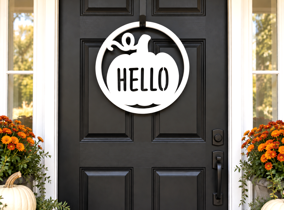 Fall pumpkin door hanger, hello welcome sign