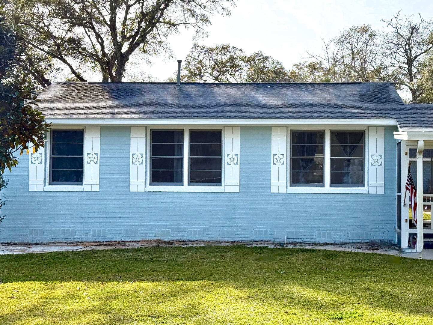 Weatherproof Sand Dollar Window Shutters for Outdoor Beach House or Coastal Home Decor (Standard Shutter Size)