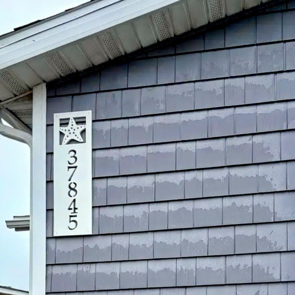 Weatherproof Starfish Address Sign for Beach House, House Numbers for Outdoor Coastal Home Decor