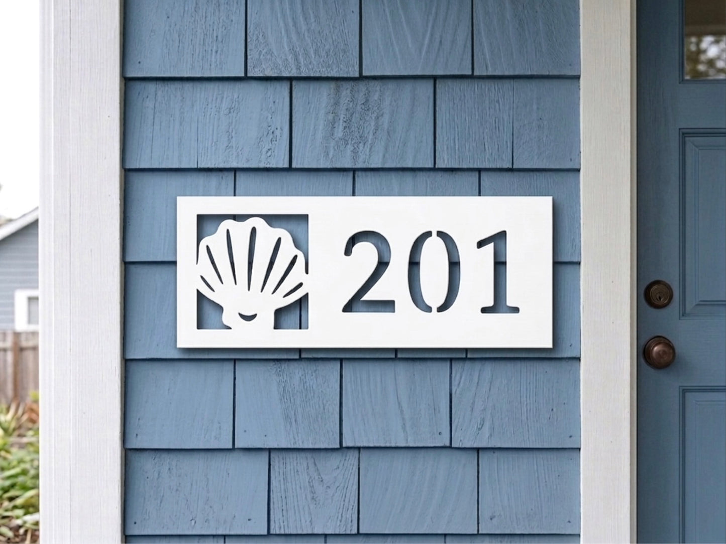Seashell address sign, coastal house numbers for beach house