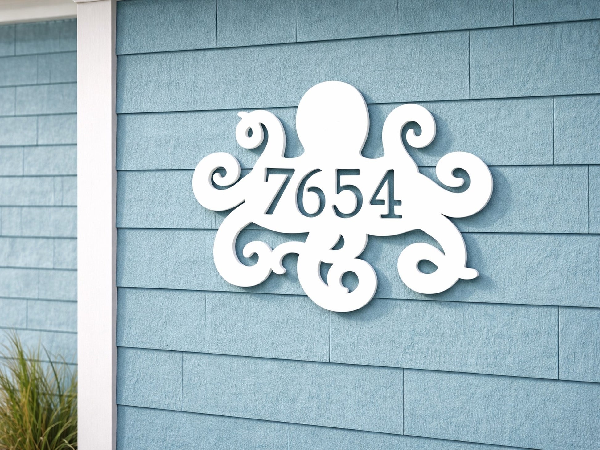 Nautical octopus address sign