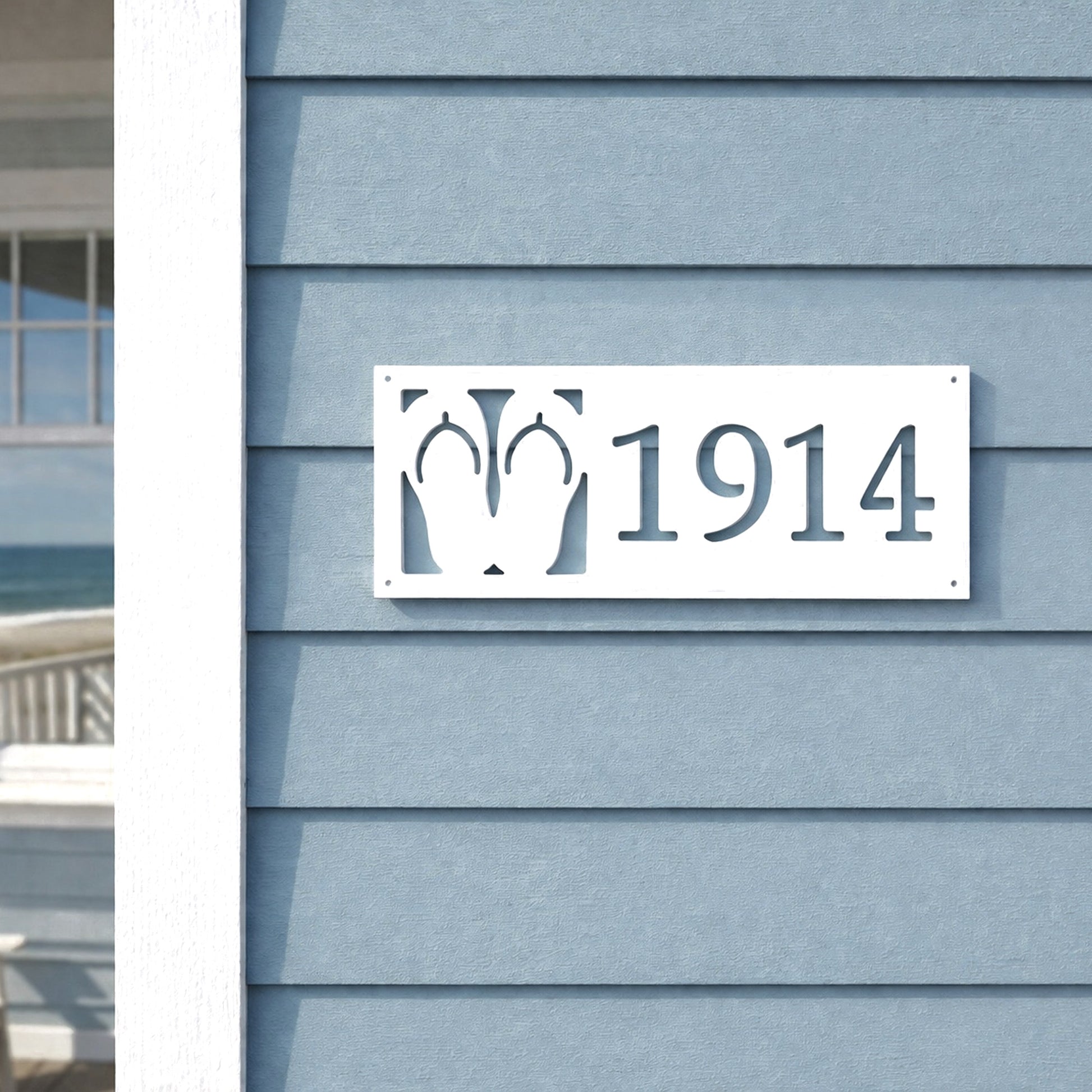 Flip flops house number sign, beach sandals address sign, beach house lake house decor 