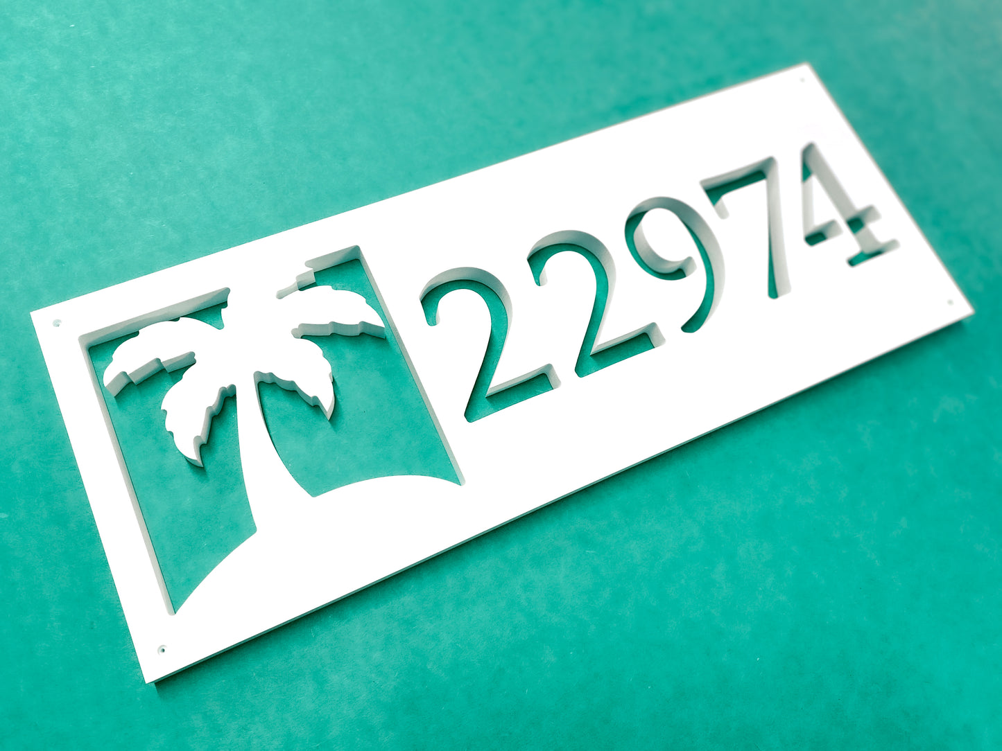 Weatherproof Tropical Palm Tree Address Sign for Beach House, House Numbers for Outdoor Coastal Home Decor