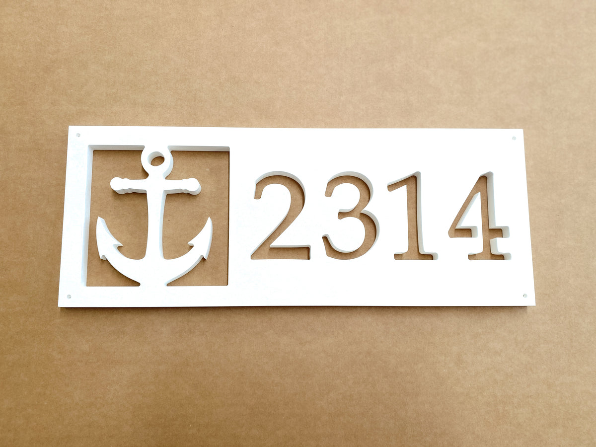 Custom Anchor Address Sign | Weatherproof Nautical House Numbers | Coastal Beach House Plaque