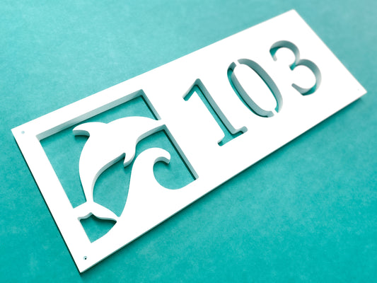 dolphin address sign for beach house, outdoor coastal home house numbers