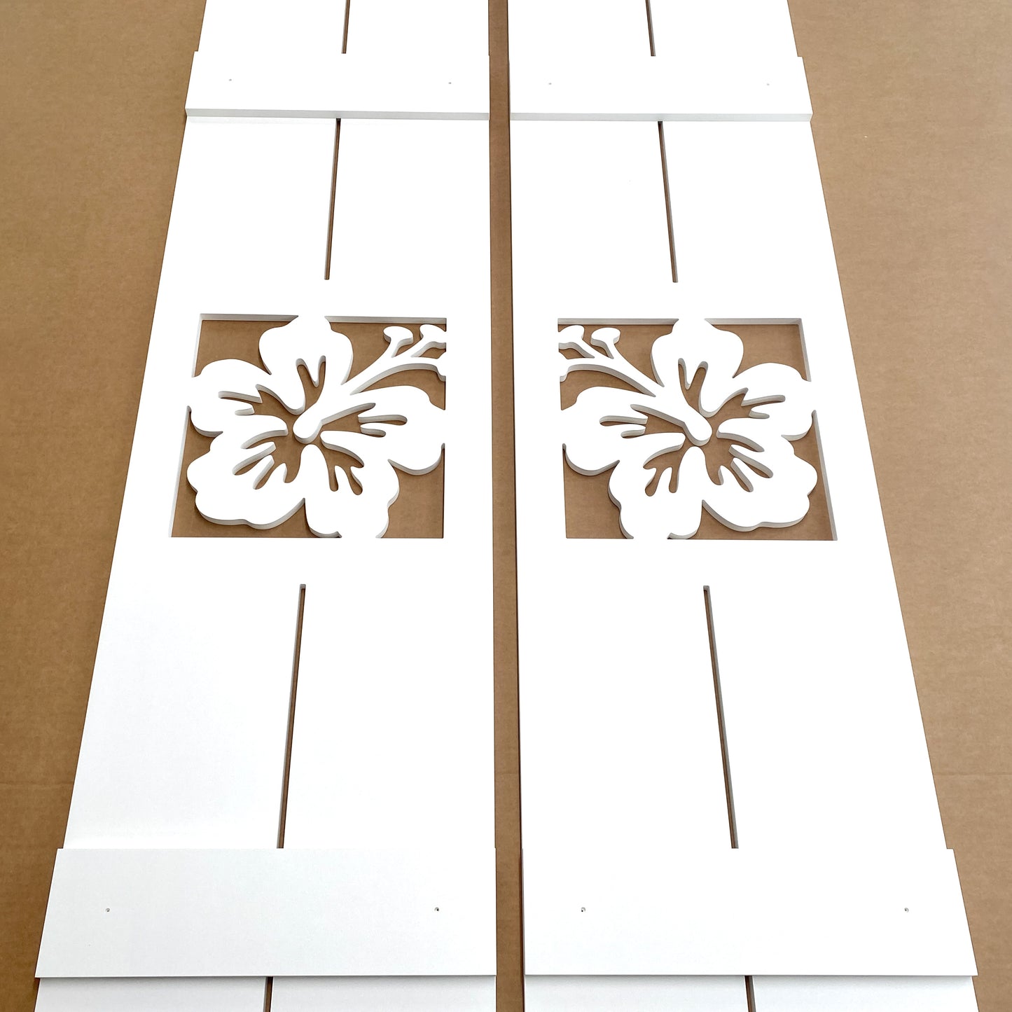 Weatherproof Hibiscus Flower Window Shutters for Outdoor Beach House or Coastal Home Decor (Standard Shutter Size)