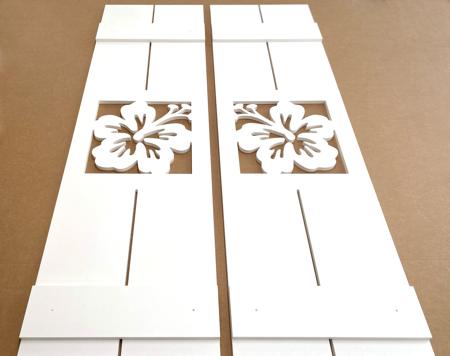 Weatherproof Hibiscus Flower Window Shutters for Outdoor Beach House or Coastal Home Decor (Standard Shutter Size)