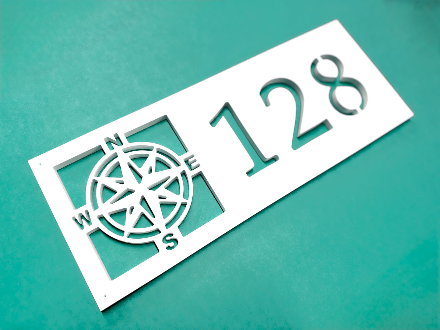 Weatherproof Nautical Compass Rose Address Sign for Beach House, Compass Star House Numbers for Outdoor Coastal Home Decor