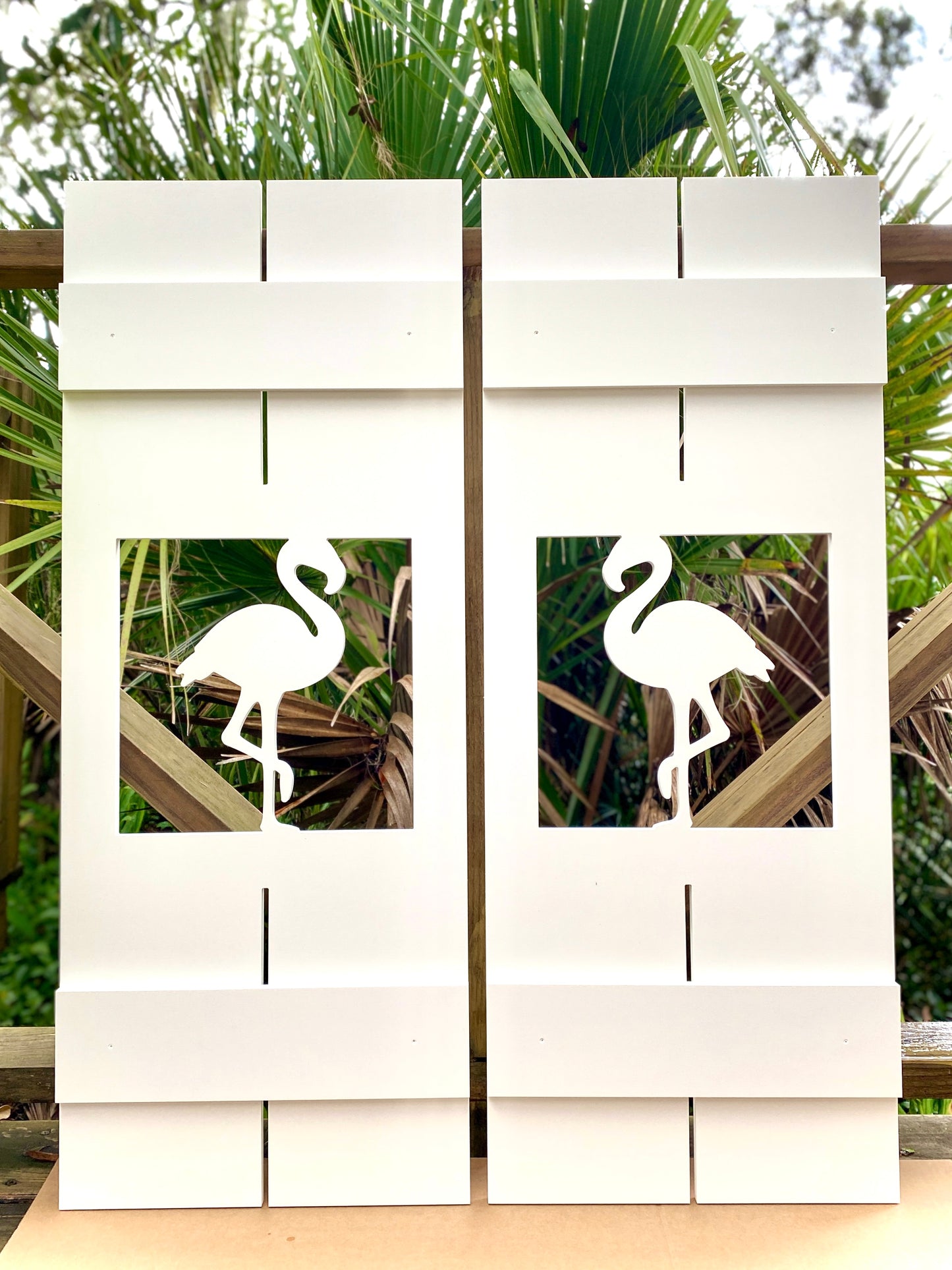 Weatherproof Flamingo Window Shutters for Outdoor Beach House or Coastal Home Decor (Standard Shutter Size)