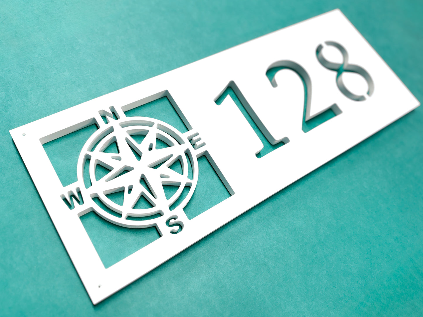 Weatherproof Nautical Compass Rose Address Sign for Beach House, Compass Star House Numbers for Outdoor Coastal Home Decor