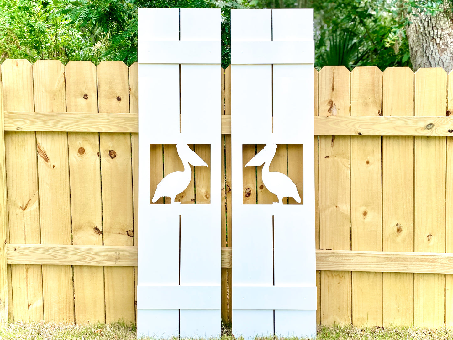 Weatherproof Pelican Bird Window Shutters for Outdoor Beach House or Coastal Home Decor (Standard Shutter Size)