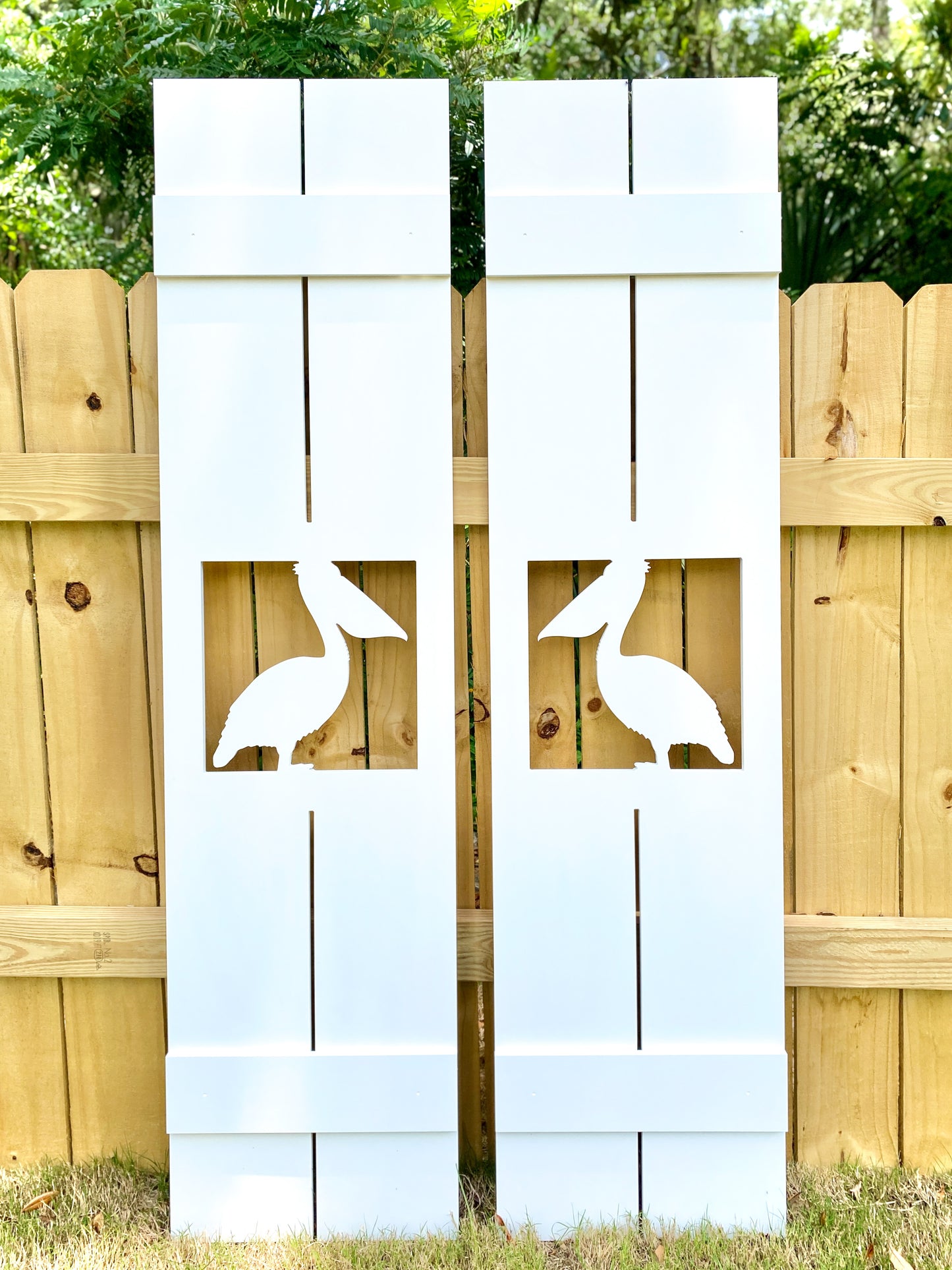 Weatherproof Pelican Bird Window Shutters for Outdoor Beach House or Coastal Home Decor (Standard Shutter Size)