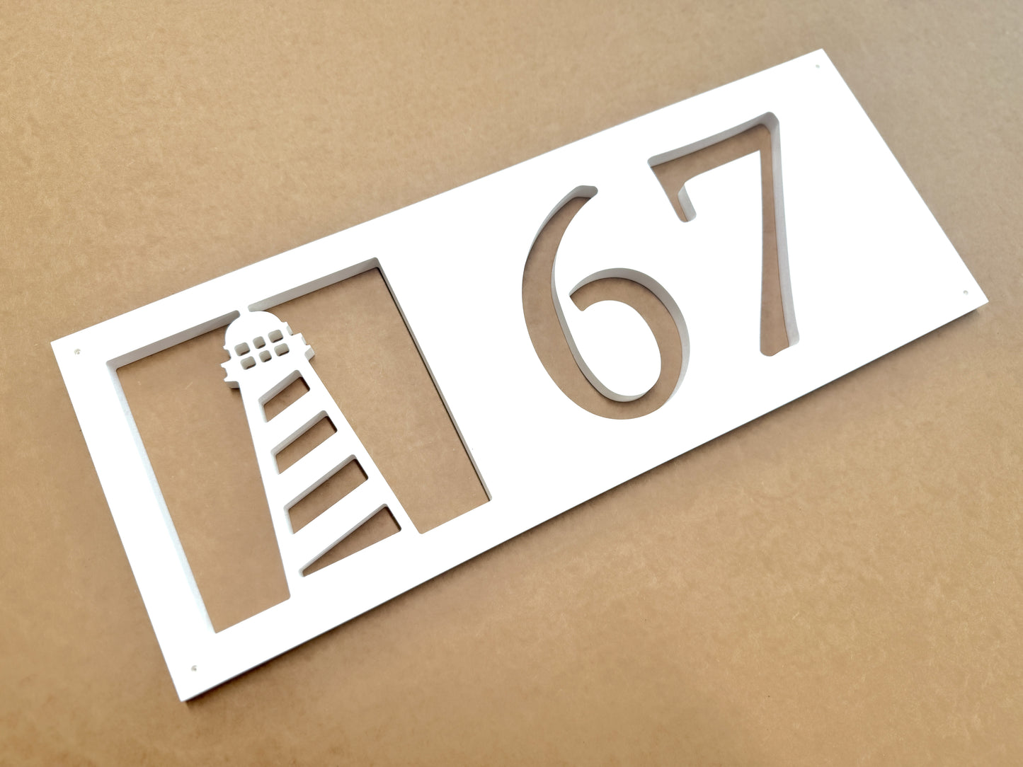 Weatherproof Nautical Lighthouse Address Sign for Beach House, House Numbers for Outdoor Coastal Home Decor