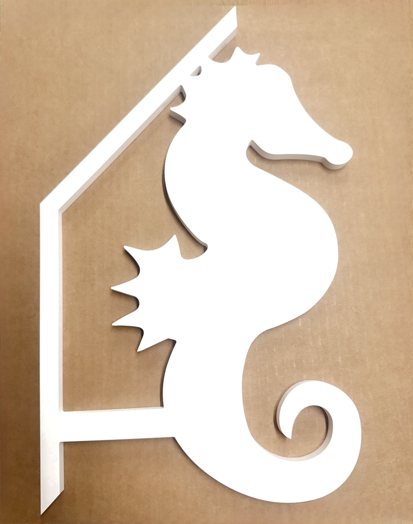 Seahorse Mailbox Bracket – Nautical Beach House Coastal Mailbox Accent (45 Degree Posts)
