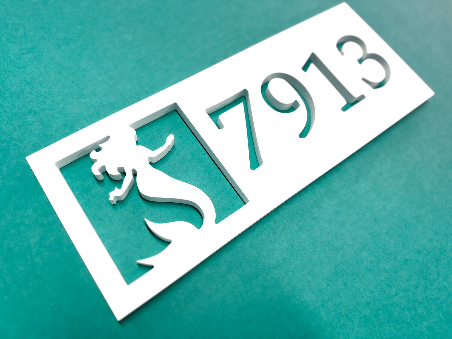 Weatherproof Mermaid Address Sign for Beach House, House Numbers for Outdoor Coastal Home Decor