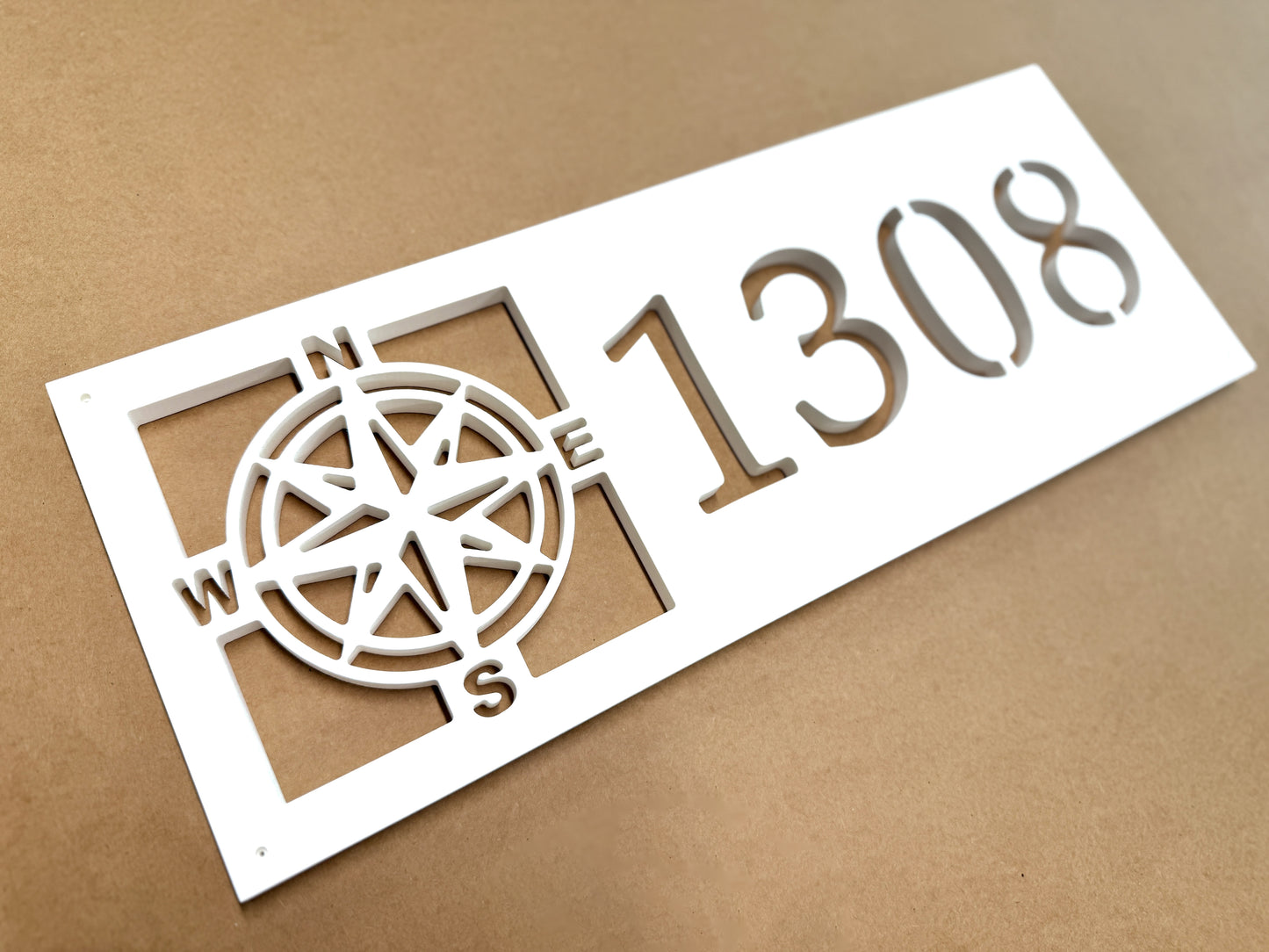 Weatherproof Nautical Compass Rose Address Sign for Beach House, Compass Star House Numbers for Outdoor Coastal Home Decor