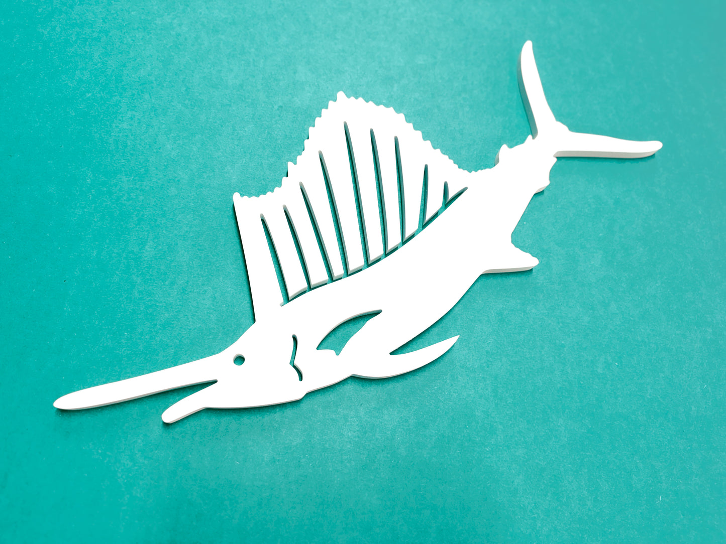 Large Outdoor Sailfish Wall Art Sign, Weatherproof Beach House Exterior Fish Decor, Coastal Saltwater Fishing Gable Art