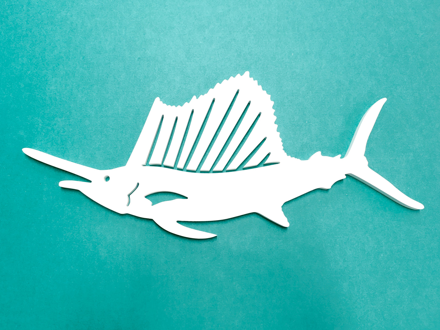 Large Outdoor Sailfish Wall Art Sign, Weatherproof Beach House Exterior Fish Decor, Coastal Saltwater Fishing Gable Art