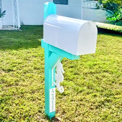 Seahorse Mailbox Bracket – Nautical Beach House Coastal Mailbox Accent (45 Degree Posts)