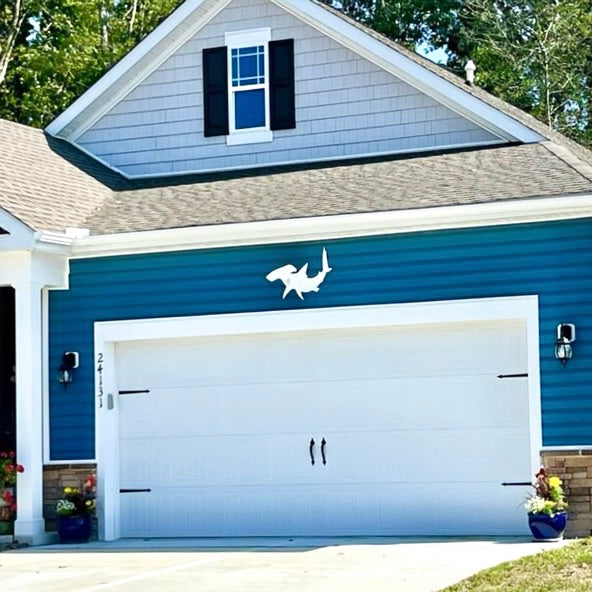 Large Weatherproof Hammerhead Shark Outdoor Wall Art Sign, Beach House Coastal Home Nautical Exterior Decor
