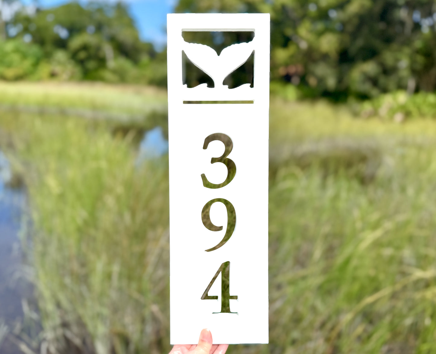 whale tail address sign, nautical house numbers, coastal beach house decor